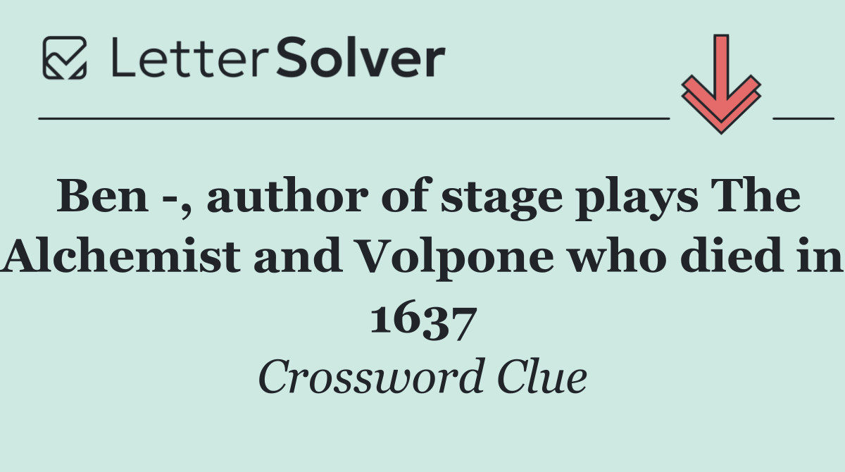 Ben  , author of stage plays The Alchemist and Volpone who died in 1637