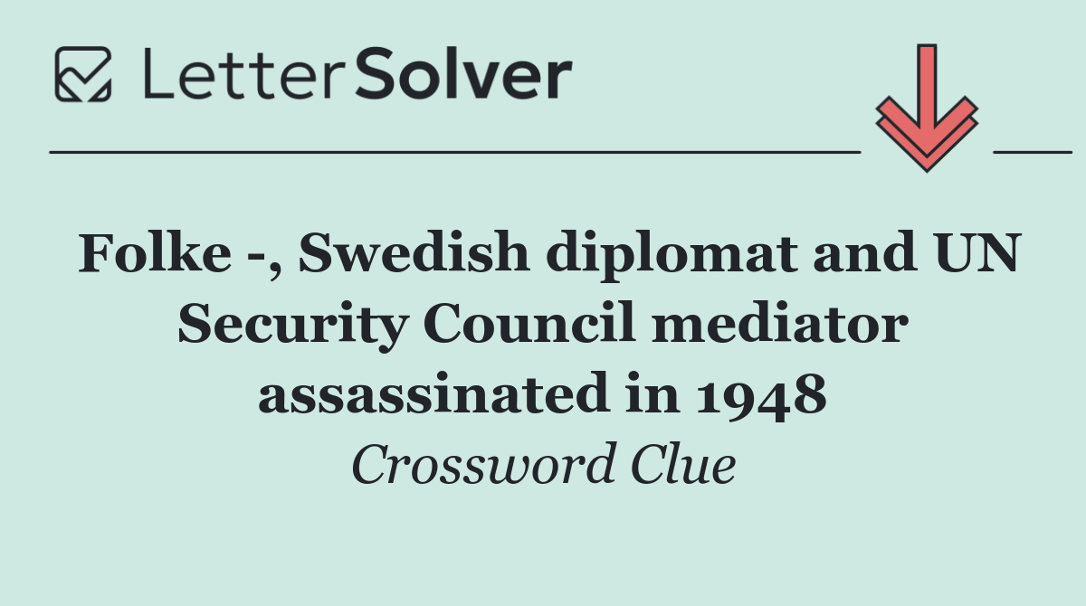 Folke  , Swedish diplomat and UN Security Council mediator assassinated in 1948