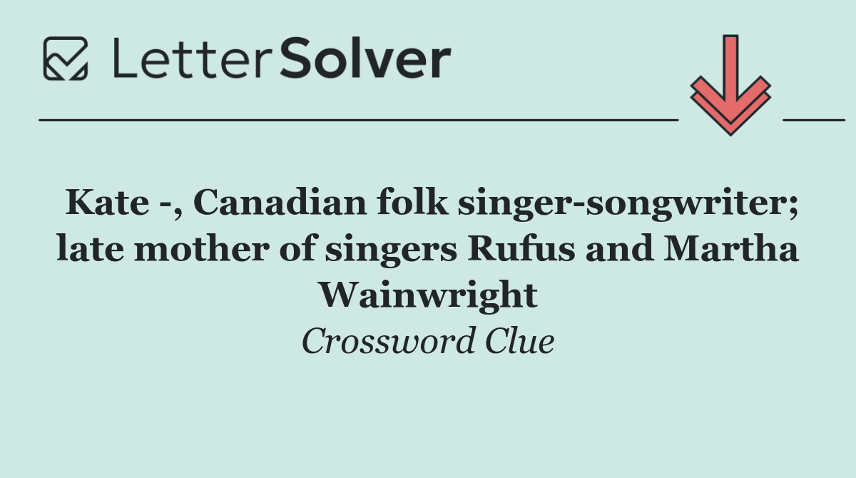Kate  , Canadian folk singer songwriter; late mother of singers Rufus and Martha Wainwright