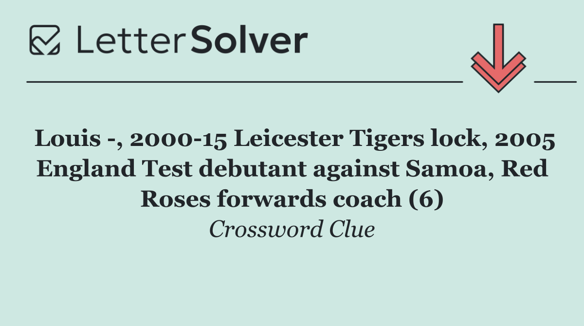 Louis  , 2000 15 Leicester Tigers lock, 2005 England Test debutant against Samoa, Red Roses forwards coach (6)