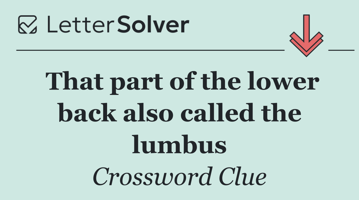 That part of the lower back also called the lumbus