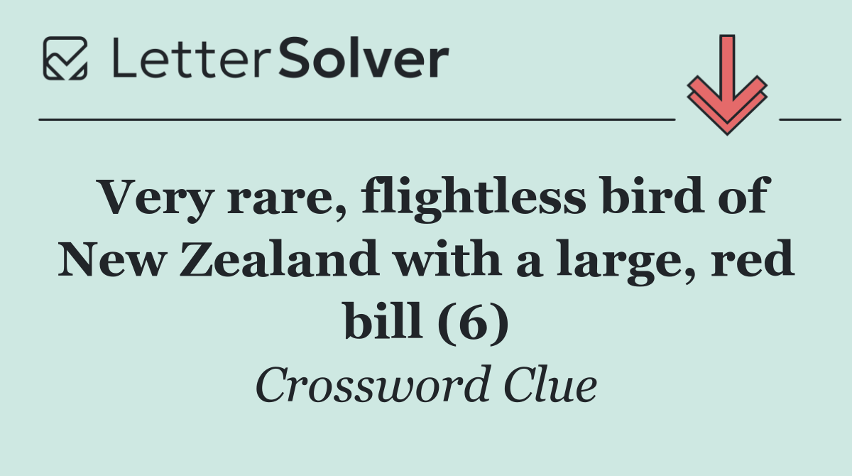 Very rare, flightless bird of New Zealand with a large, red bill (6)