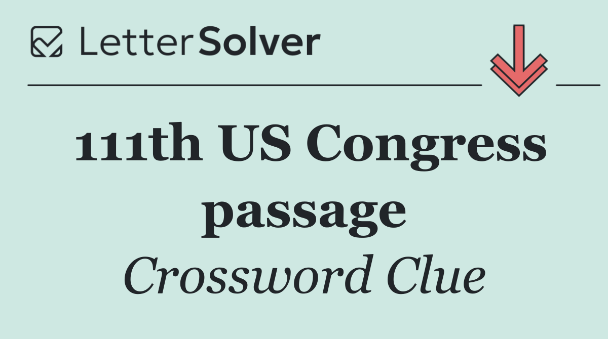 111th US Congress passage