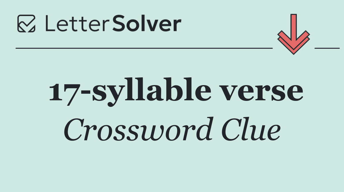 17 syllable verse