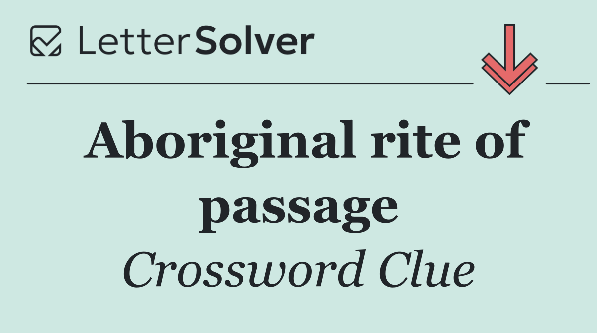 Aboriginal rite of passage
