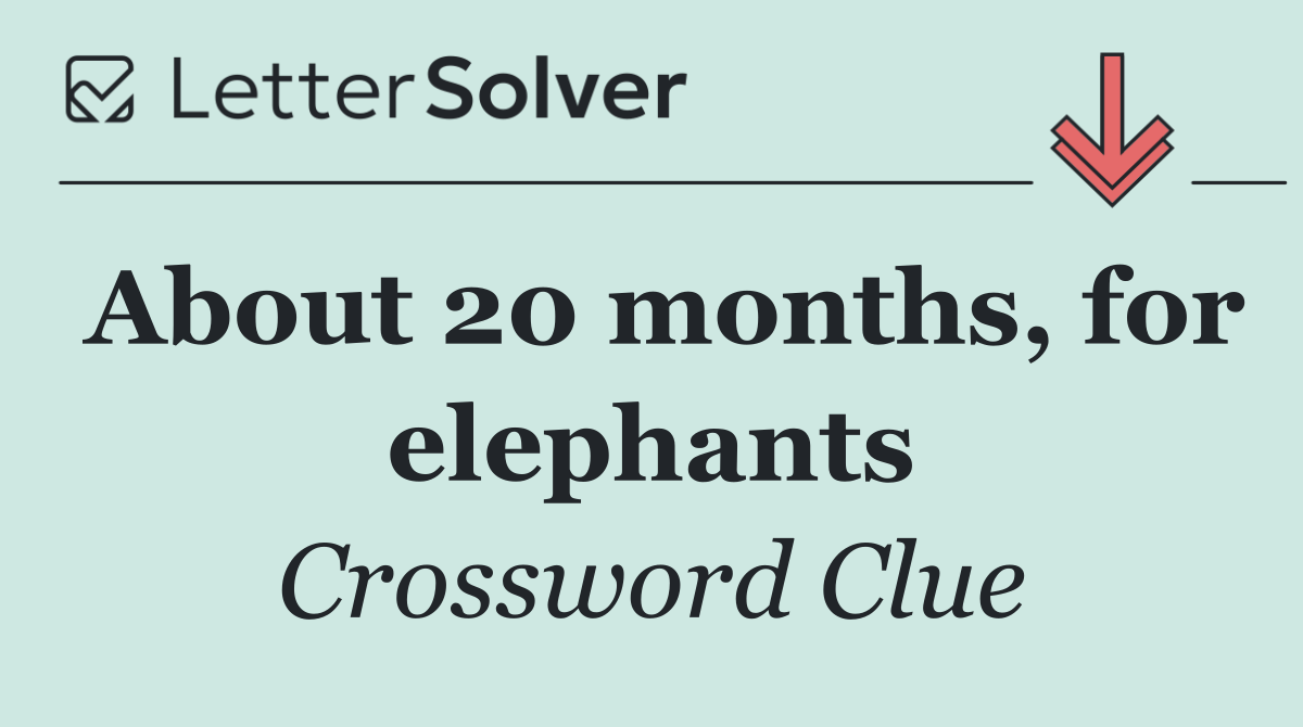 About 20 months, for elephants