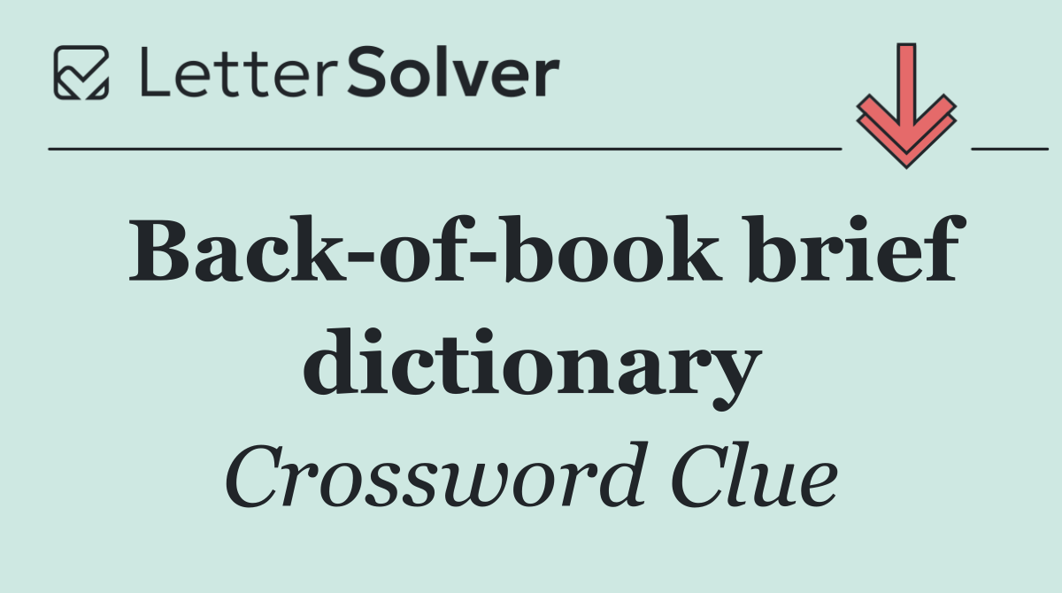 Back of book brief dictionary