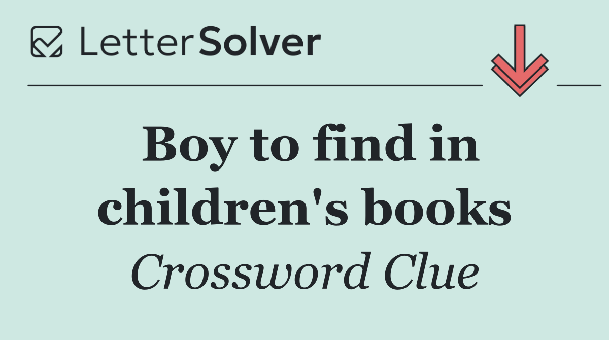 Boy to find in children's books