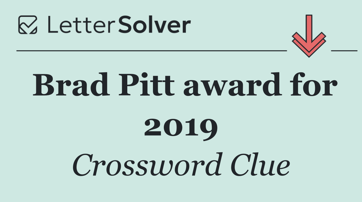 Brad Pitt award for 2019