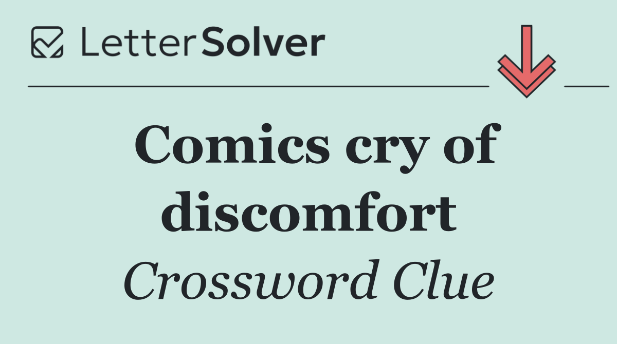 Comics cry of discomfort