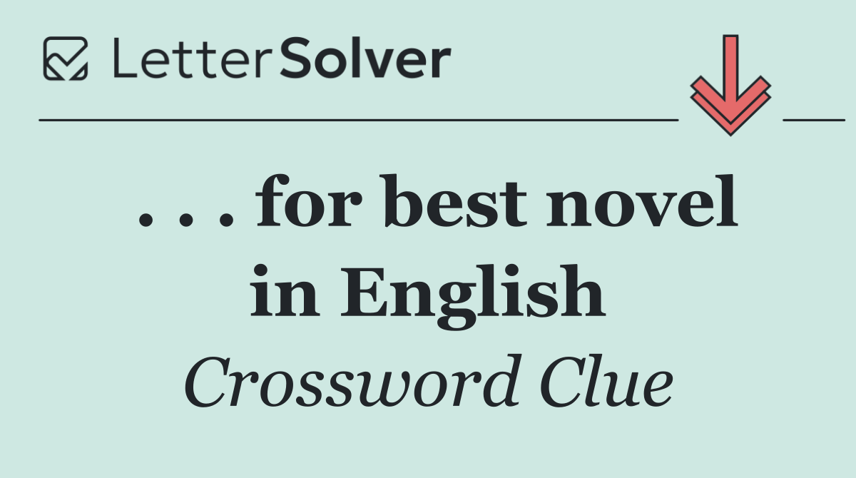 . . . for best novel in English