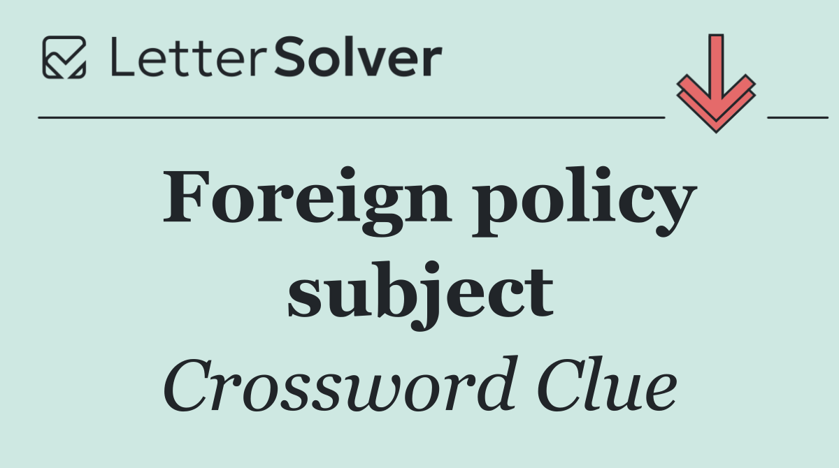 Foreign policy subject