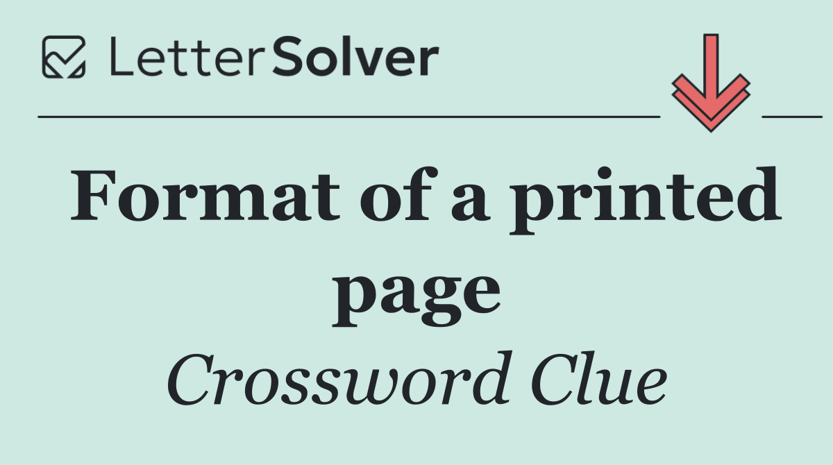 Format of a printed page