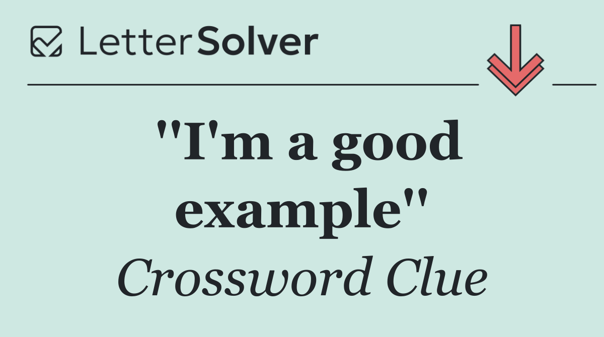 ''I'm a good example''