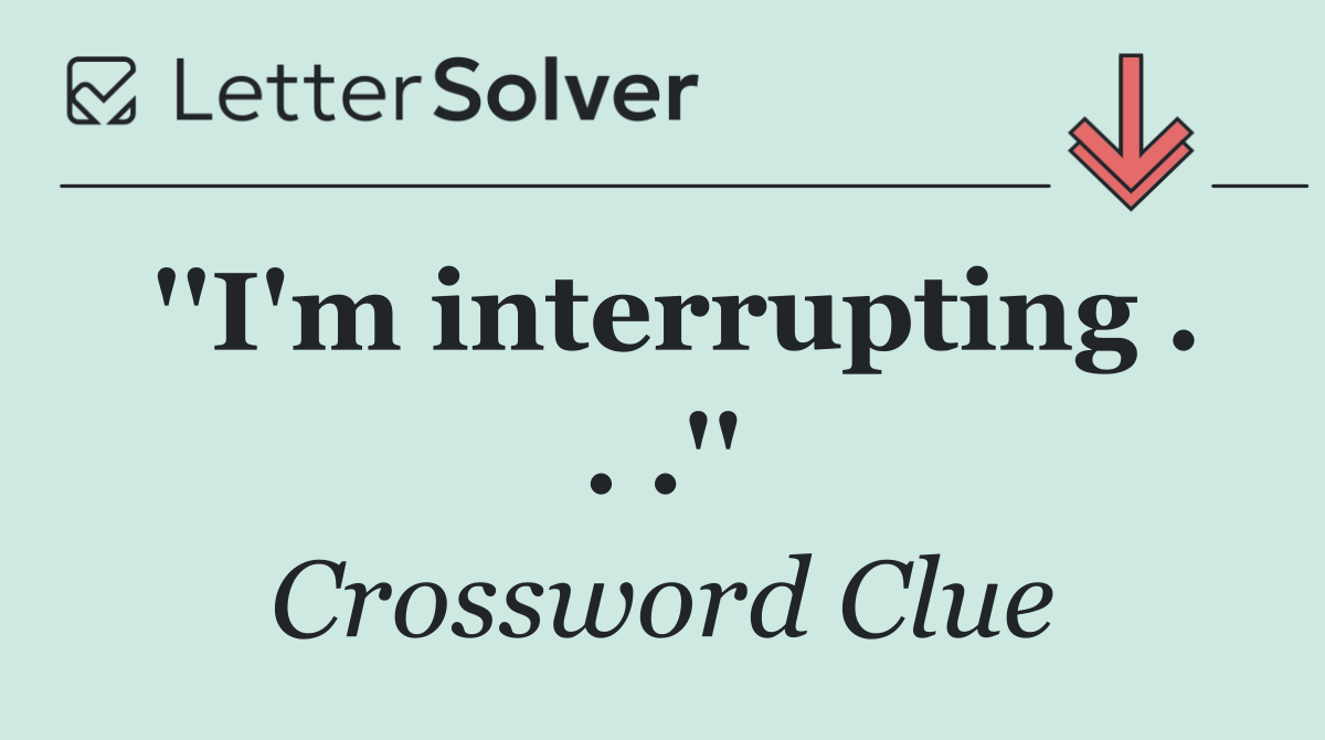 ''I'm interrupting . . .''