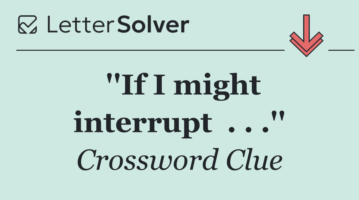 ''If I might interrupt  . . .''