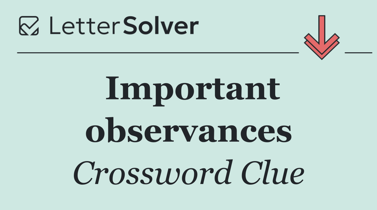 Important observances