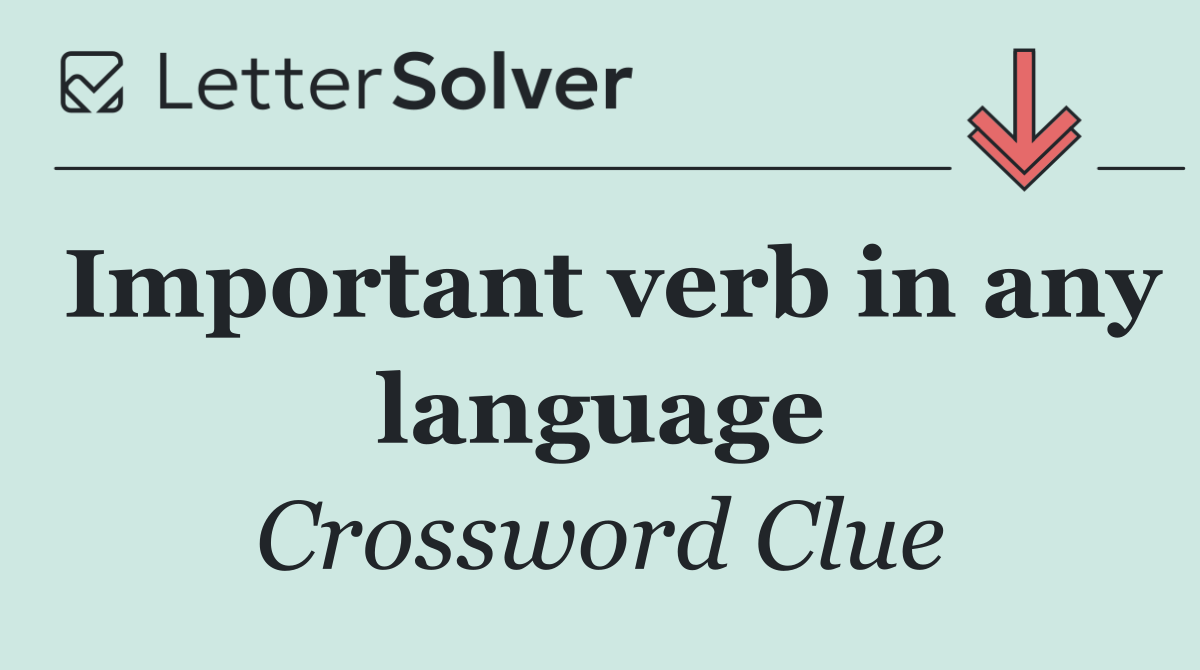 Important verb in any language