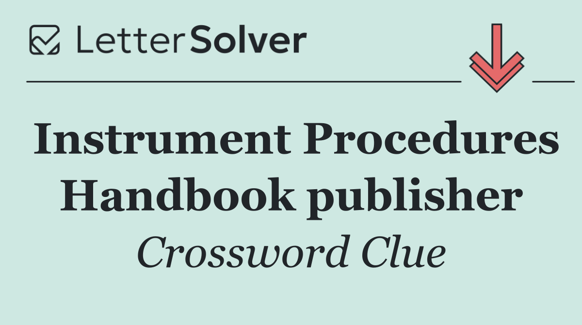 Instrument Procedures Handbook publisher