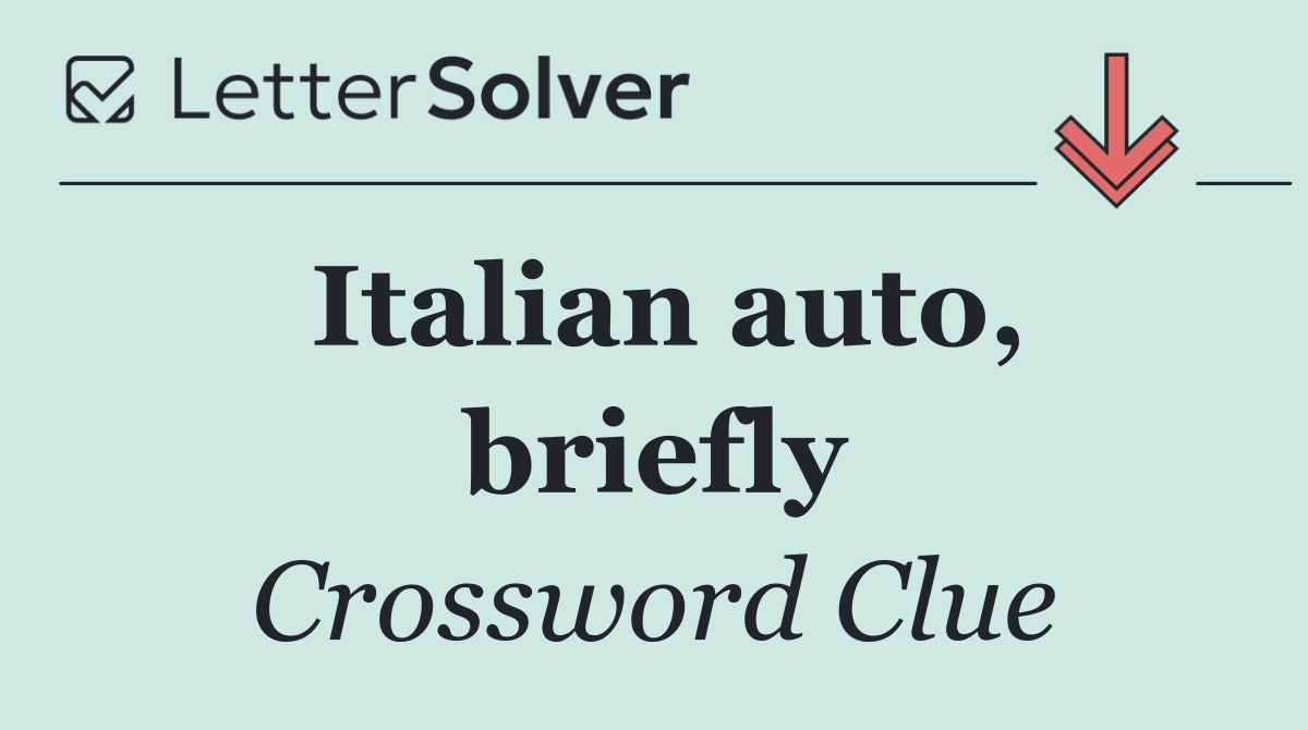 Italian auto, briefly