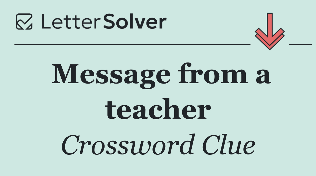 Message from a teacher