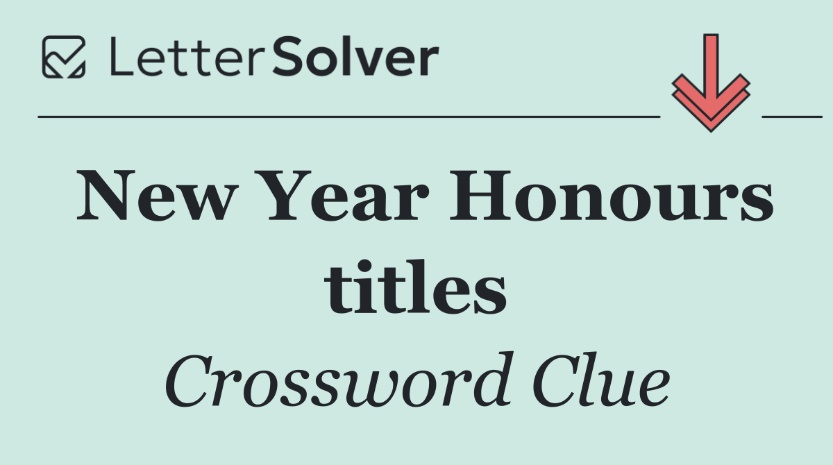New Year Honours titles