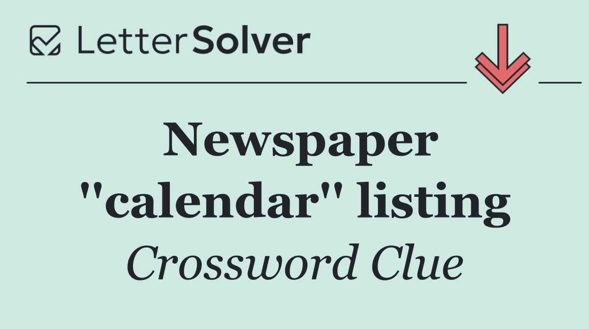 Newspaper ''calendar'' listing