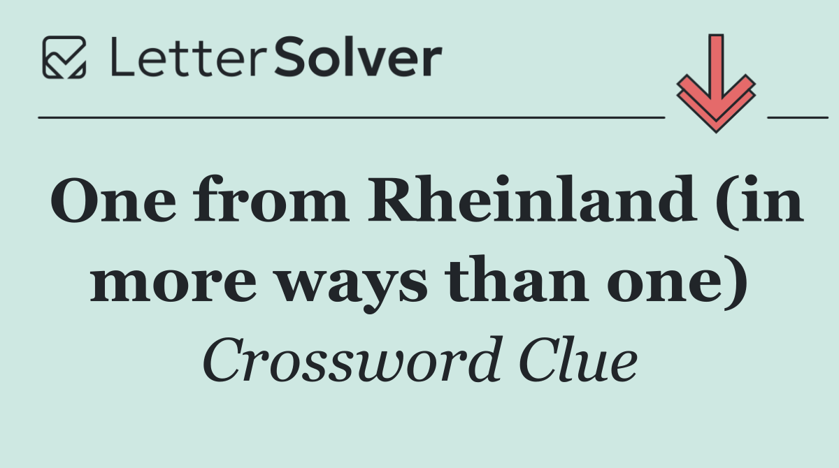 One from Rheinland (in more ways than one)