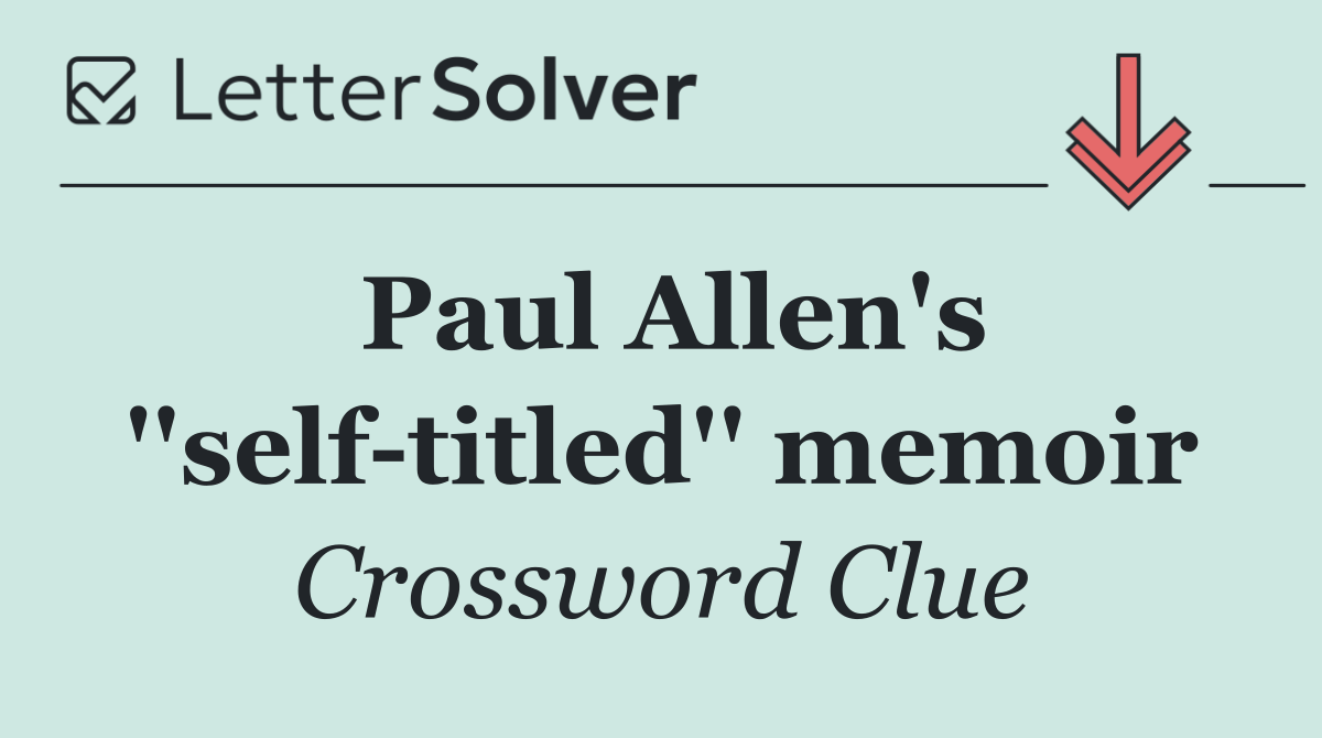 Paul Allen's ''self titled'' memoir