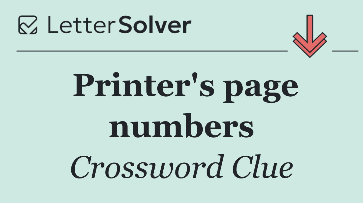 Printer's page numbers