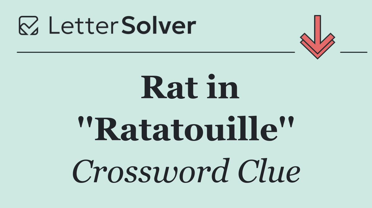Rat in ''Ratatouille''