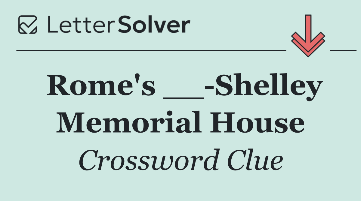 Rome's __ Shelley Memorial House