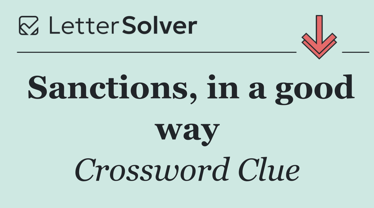 Sanctions, in a good way