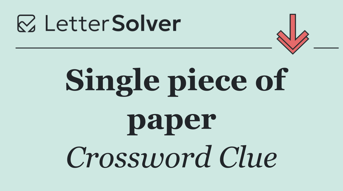 Single piece of paper