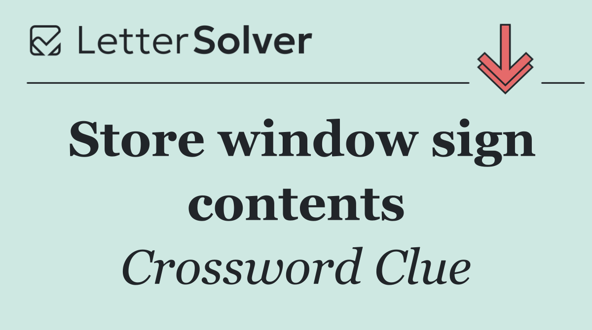 Store window sign contents