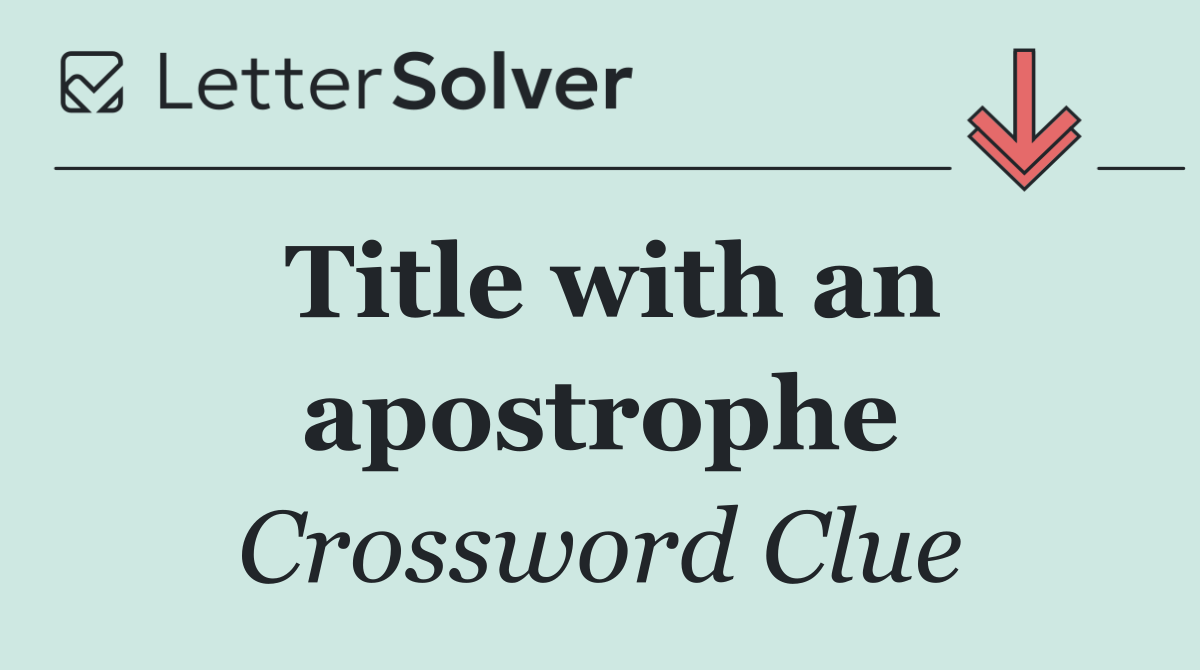 Title with an apostrophe