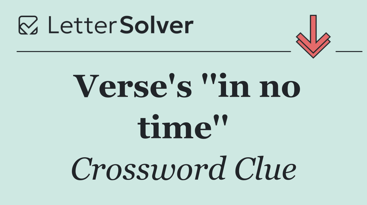 Verse's ''in no time''