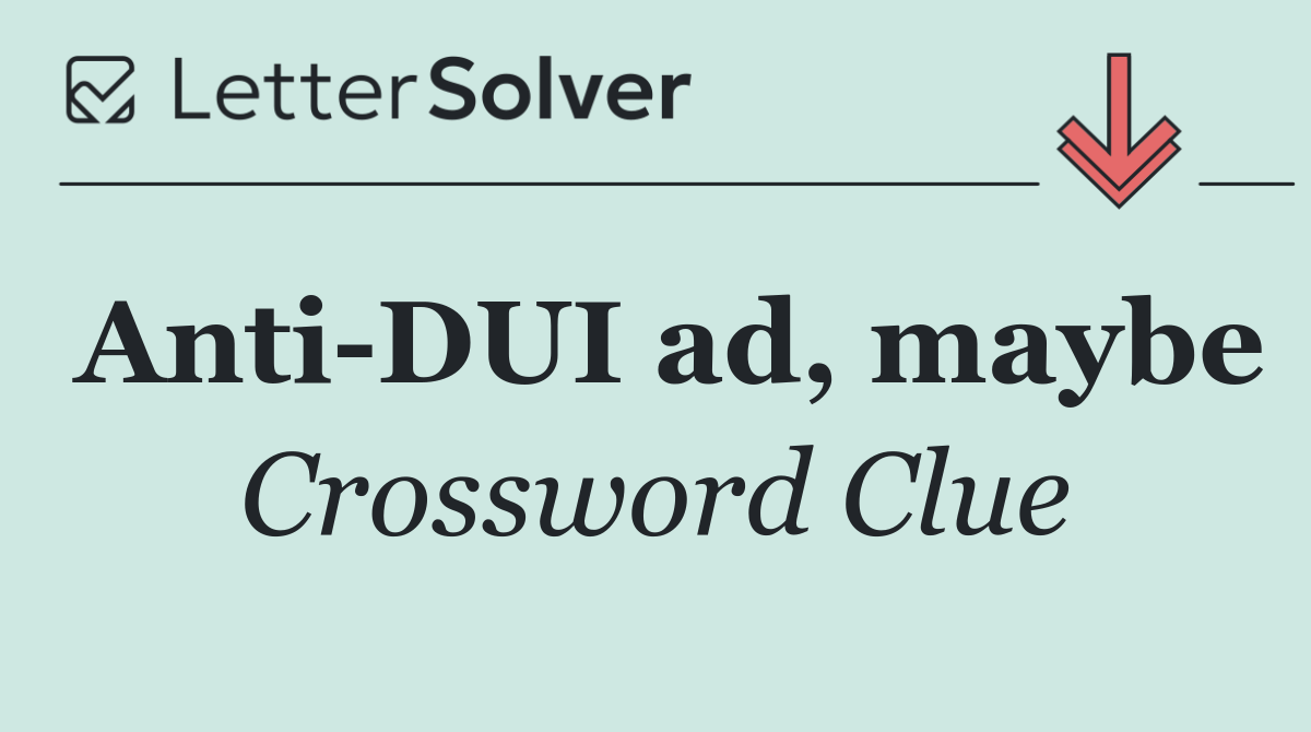 Anti DUI ad, maybe