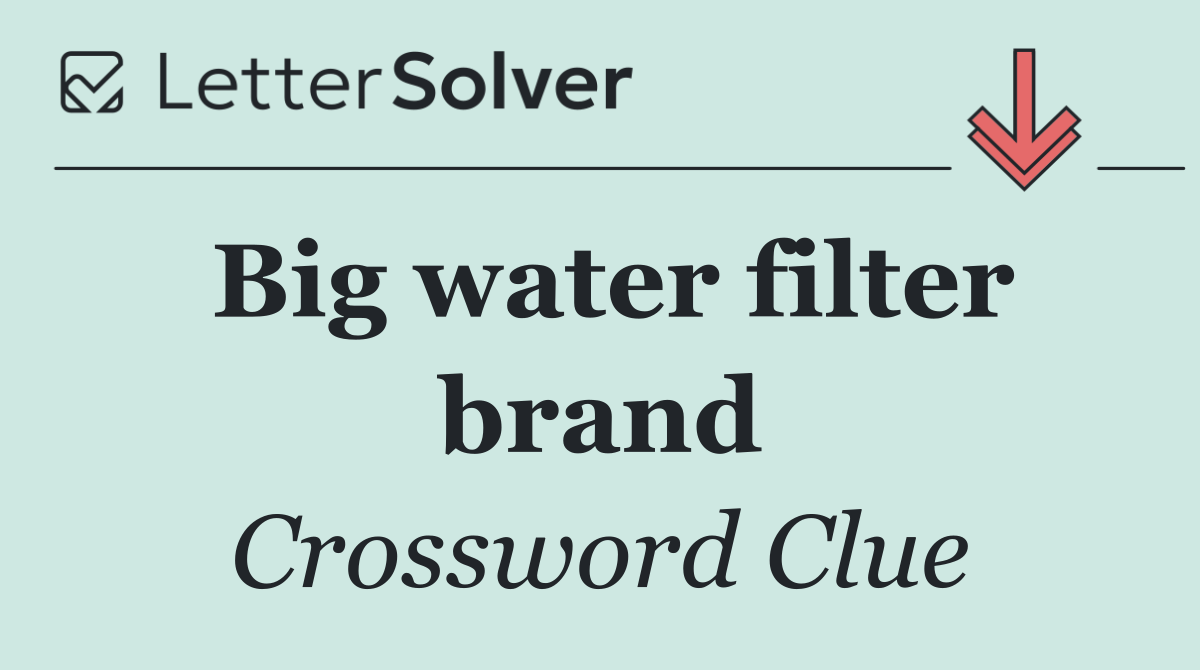 Big water filter brand