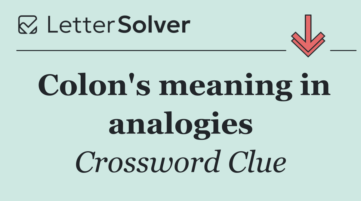 Colon's meaning in analogies