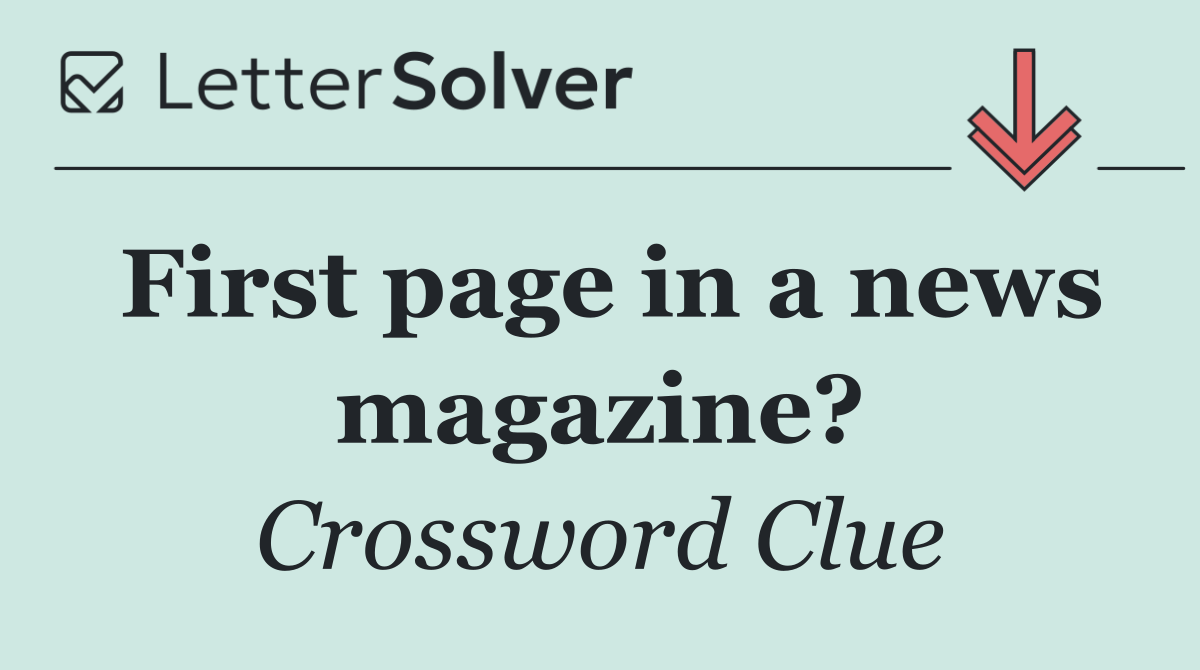 First page in a news magazine?