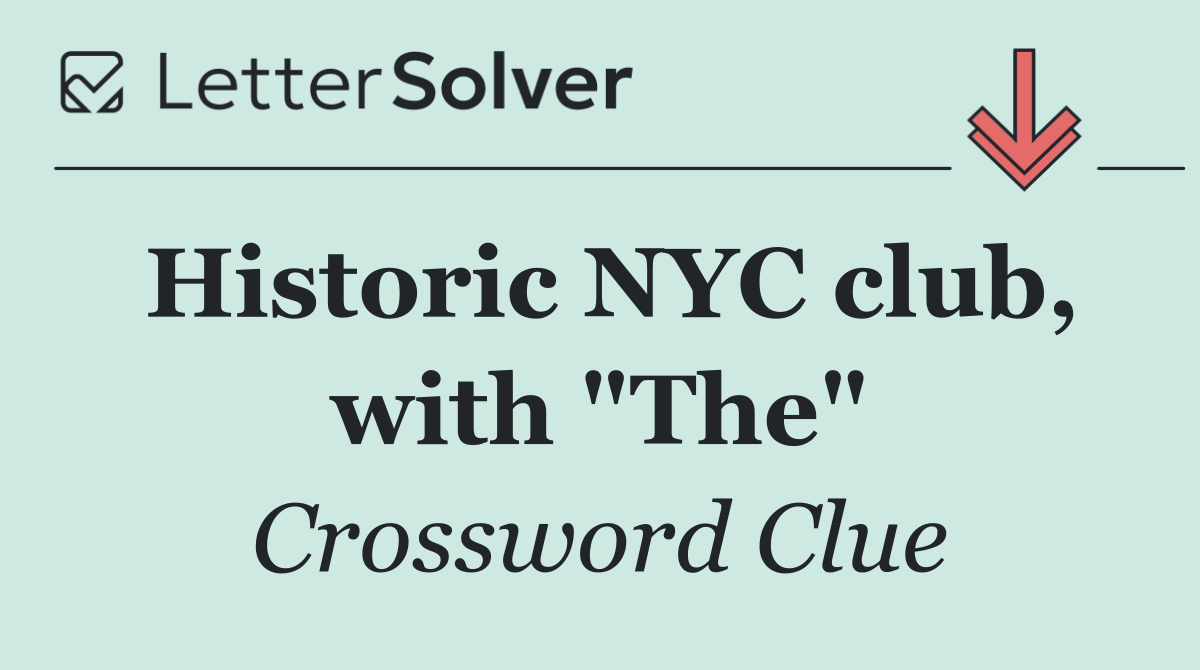 Historic NYC club, with "The"