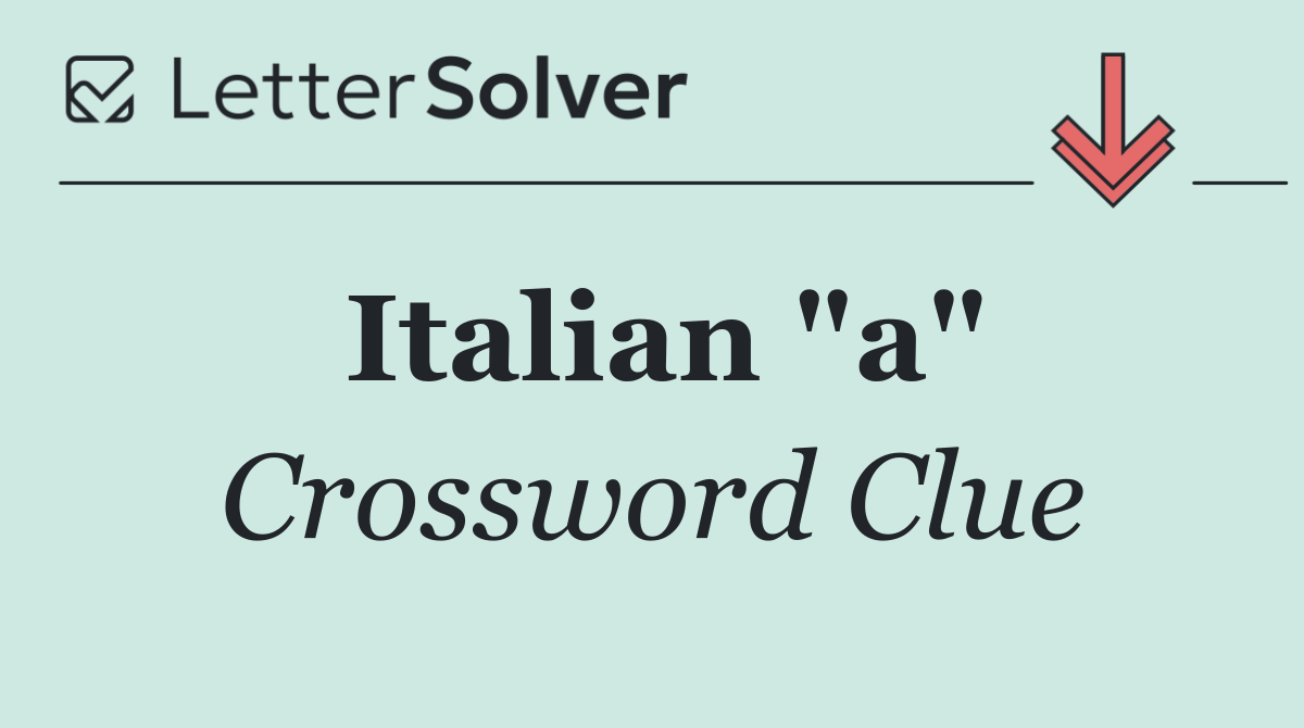 Italian "a"
