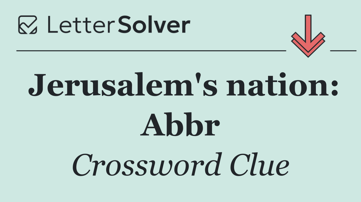 Jerusalem's nation: Abbr