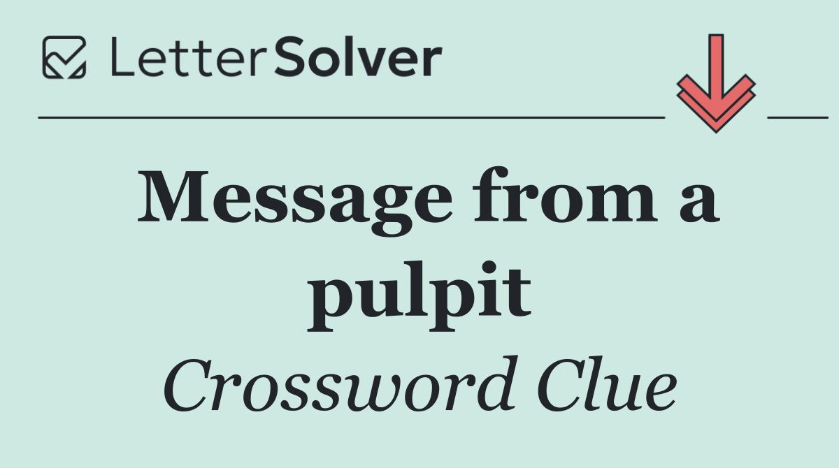 Message from a pulpit