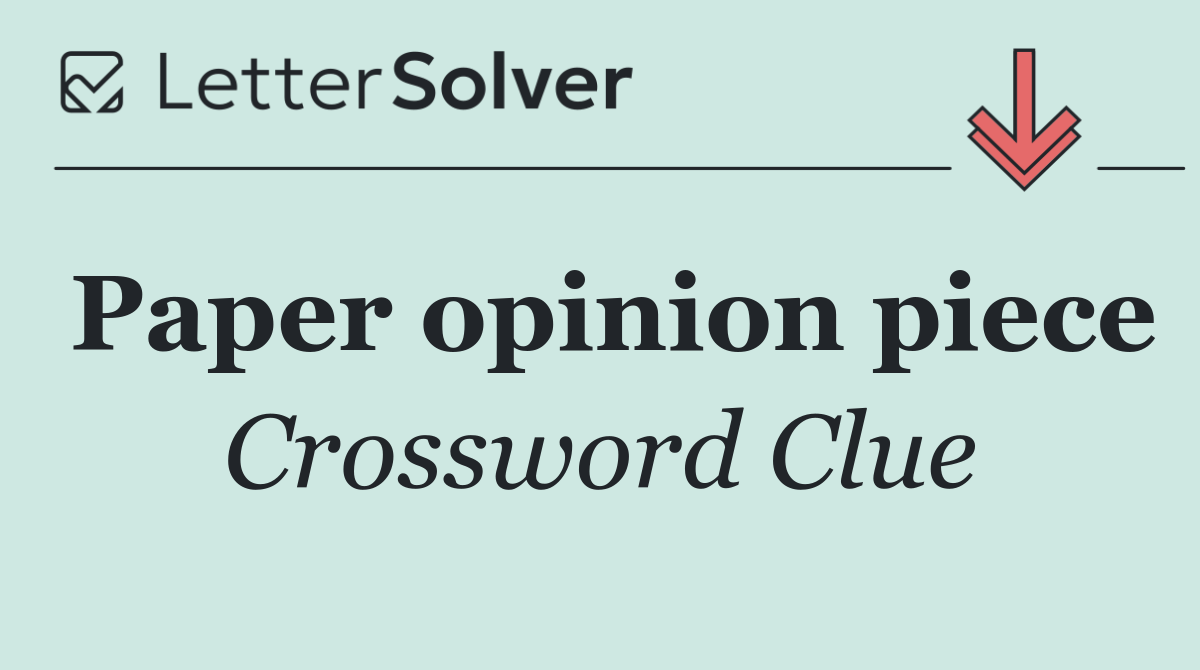Paper opinion piece