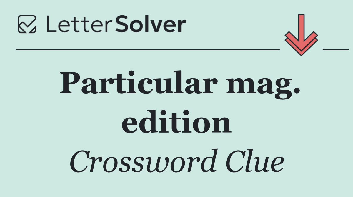 Particular mag. edition