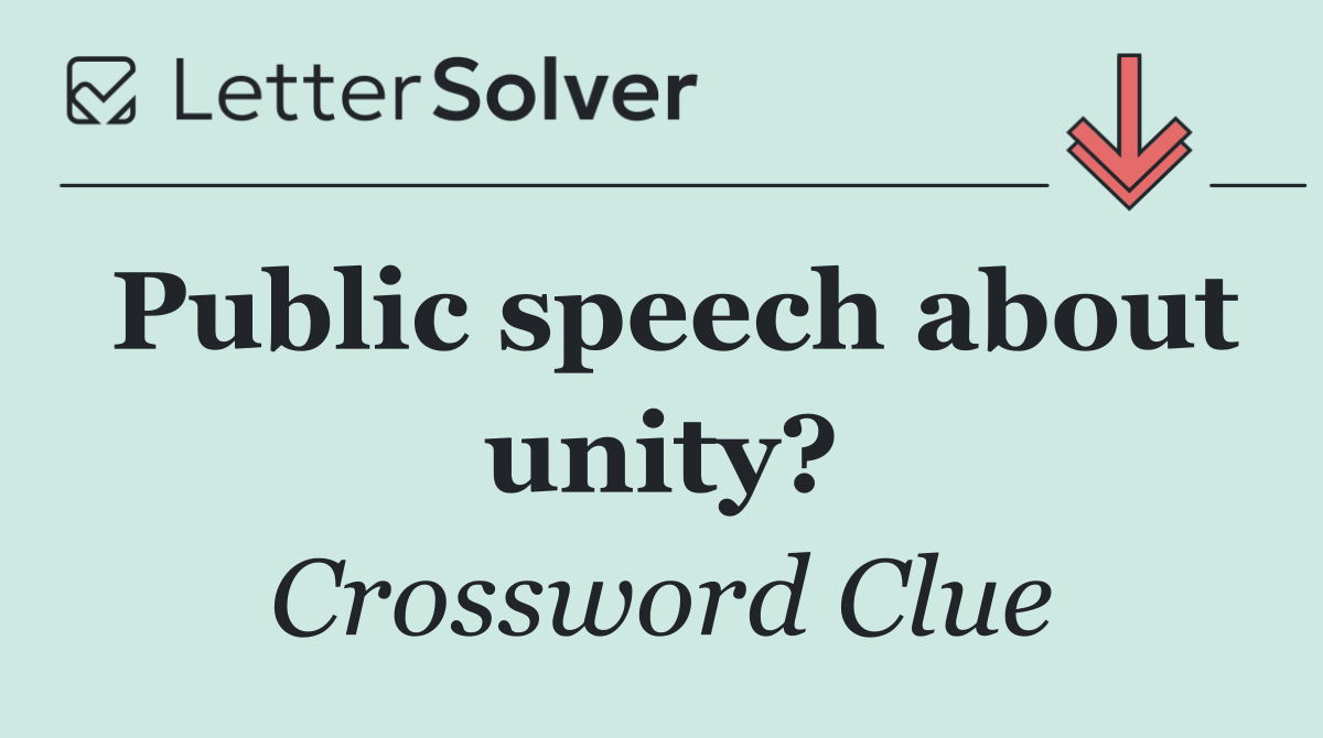 Public speech about unity?