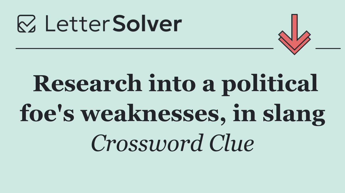 Research into a political foe's weaknesses, in slang