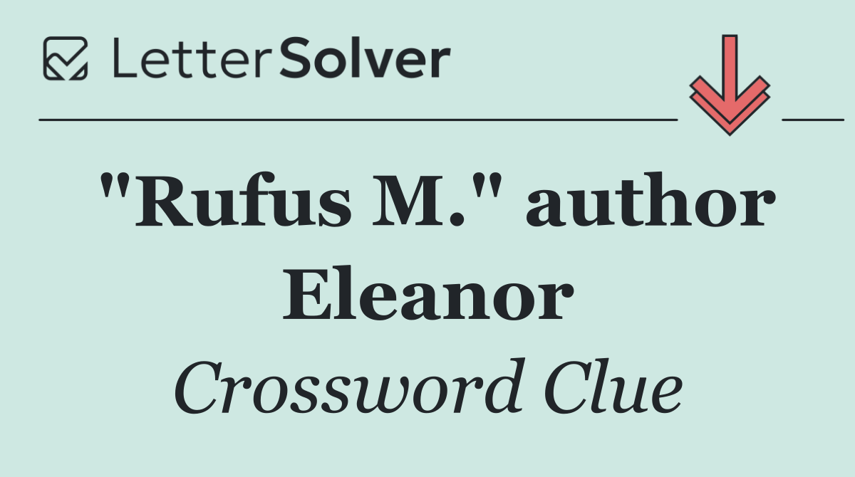 "Rufus M." author Eleanor